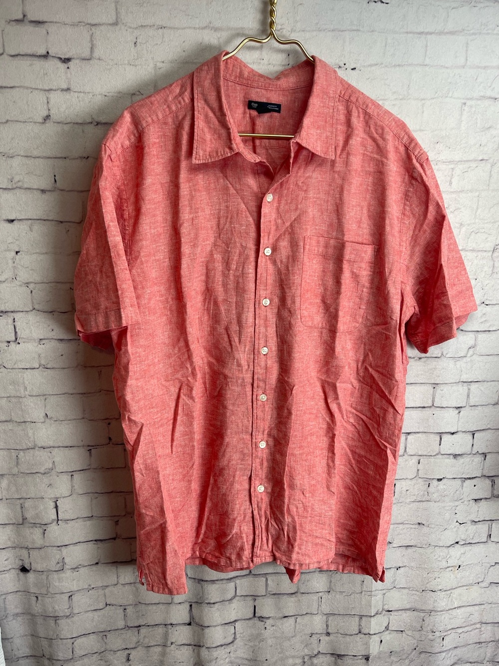 Gap factory size XL soft red linen blend short sleeve shirt